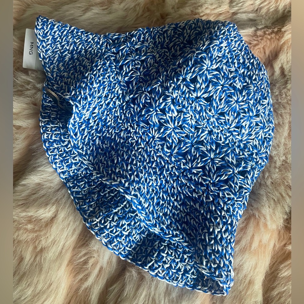 Mango Women’s Crochet Blue Bucket Hat